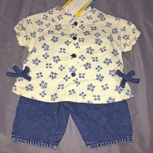 Little Sprouts Top & Jean Shorts Set 3/6 Months